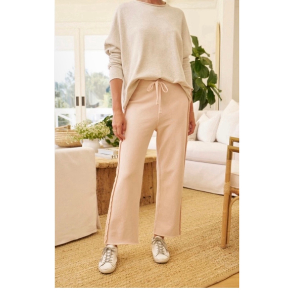 New Frank & Eileen Pink Bella Wide Leg Sweatpants L - Picture 3 of 5